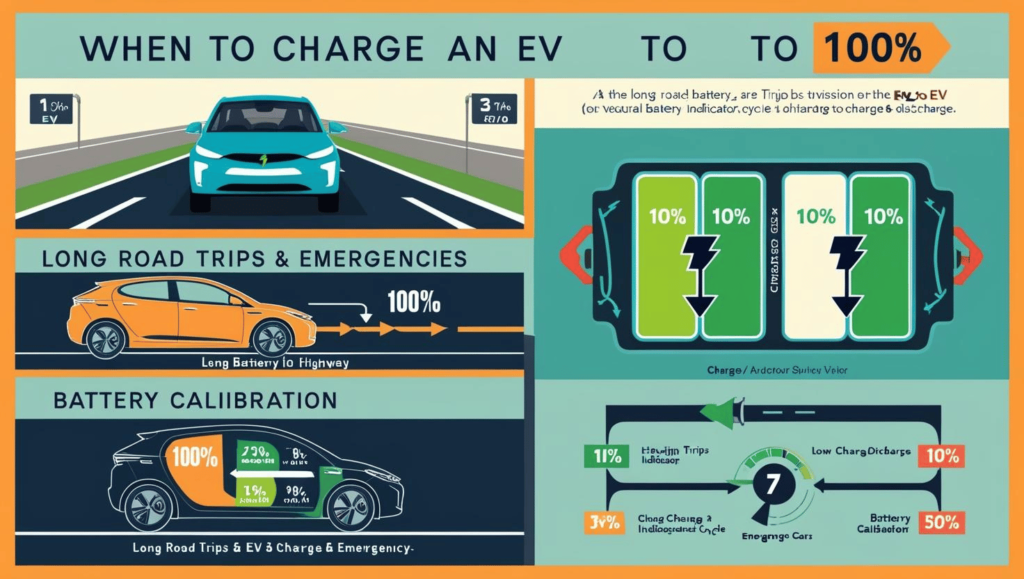 When Should You Charge Your EV to a 100%?

There are certain situations in which charging your EV to one 100% is flawlessly acceptable. Let’s have a look at those instances.

Long Road Trips and Emergency Situations

If you’re planning an extended adventure and need the maximum range, charging to a hundred% is perfectly nice. Sometimes, it’s essential to have as tons electricity as viable, particularly if there are not any charging stations alongside your course. Similarly, in case you’re in an emergency state of affairs in which range is vital, topping off the battery may be essential.

Battery Calibration

If your EV battery is showing erroneous readings or the auto is not appearing as expected, you can need to calibrate it. This procedure involves charging your EV to 100% after which discharging it to around 10-20%. Doing this every so often guarantees the battery control machine functions properly